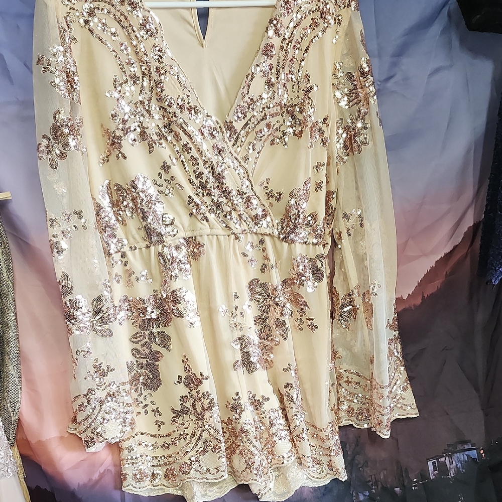 Glamorous Gold Sequin Romper